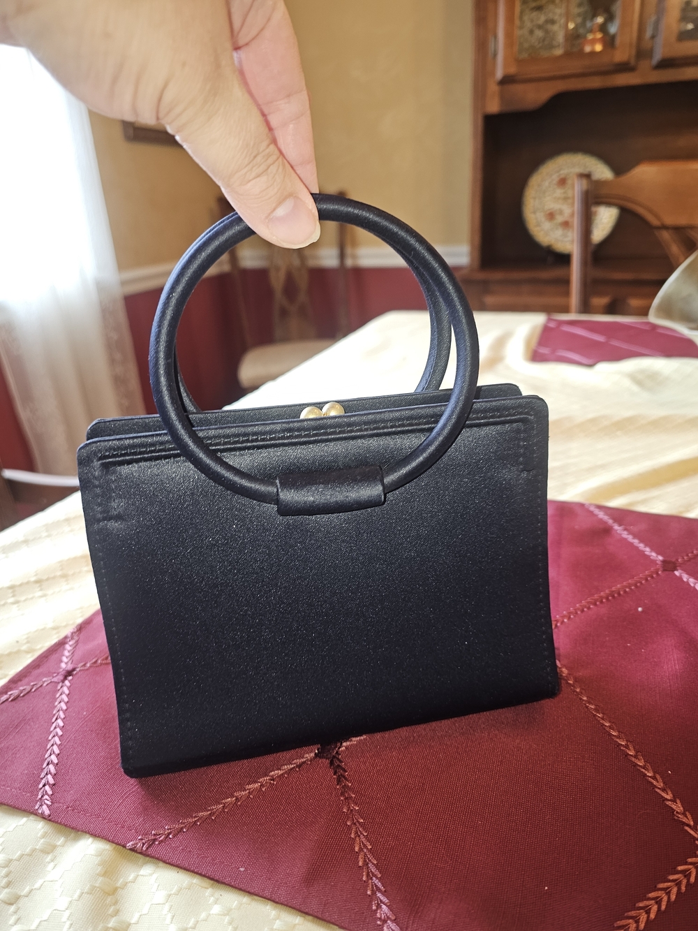 Black Mini Ring-Handle Women's Handbag